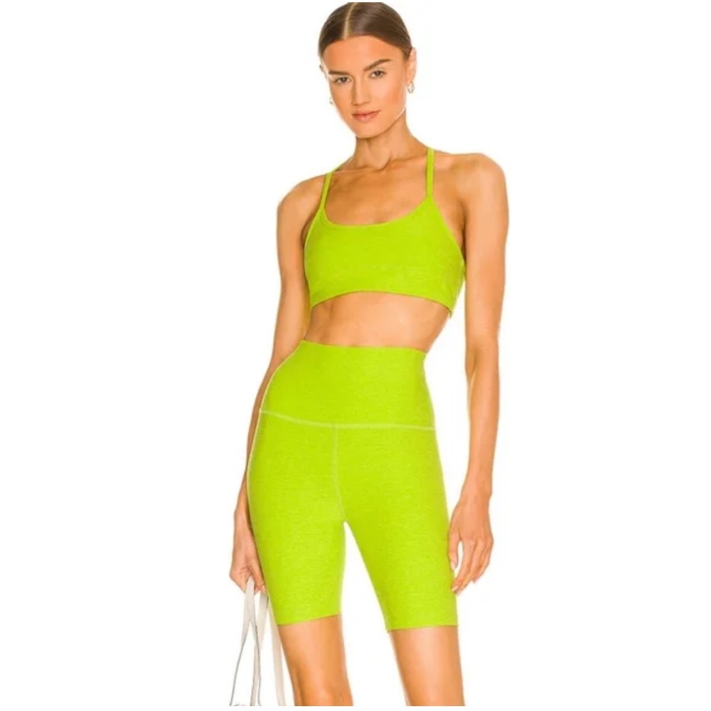 Beyond Yoga Spacedye High-Waisted Biker Shorts Lime Green Size XS NWOT